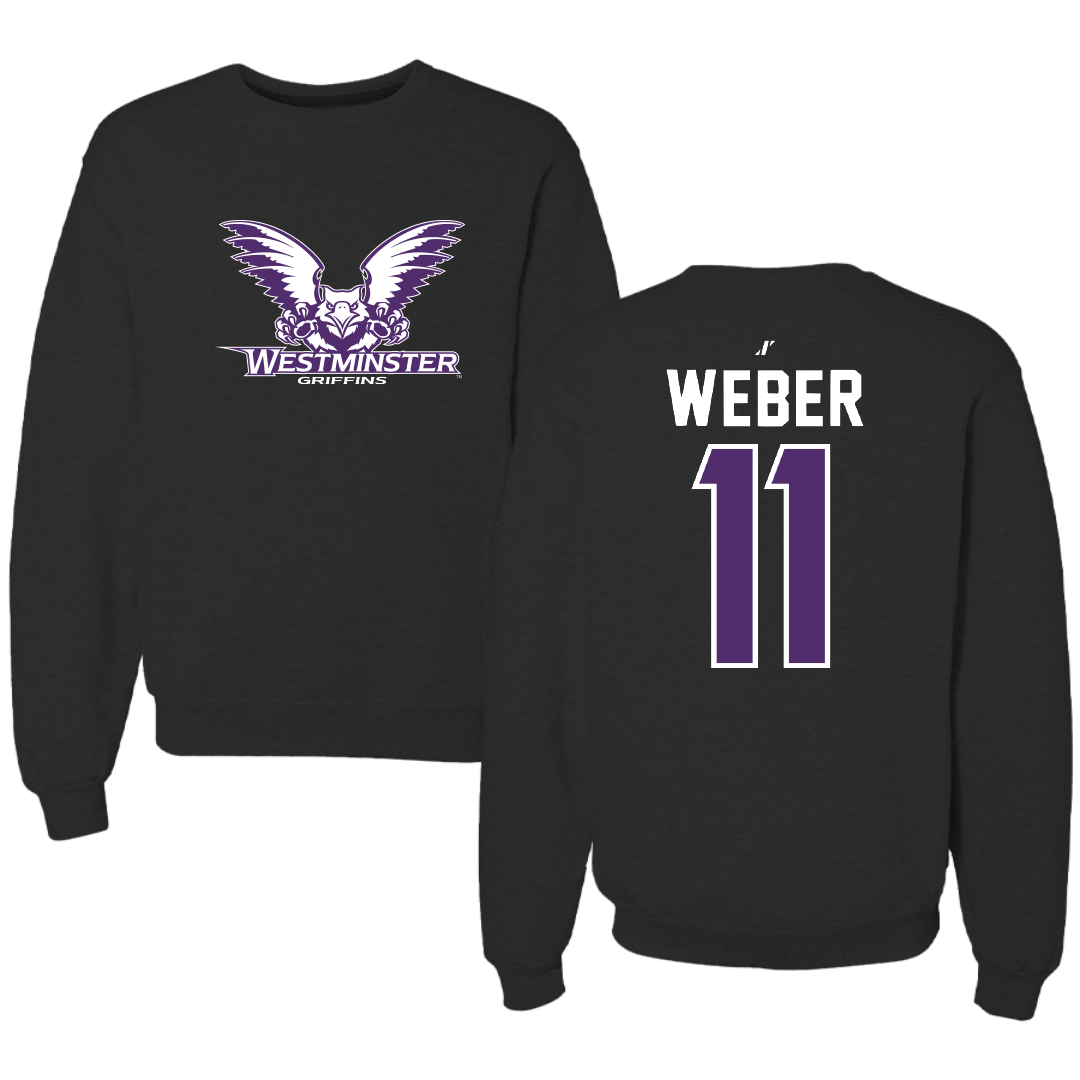 Westminster University (Utah) Lacrosse Black Crewneck - #11 Ben Weber