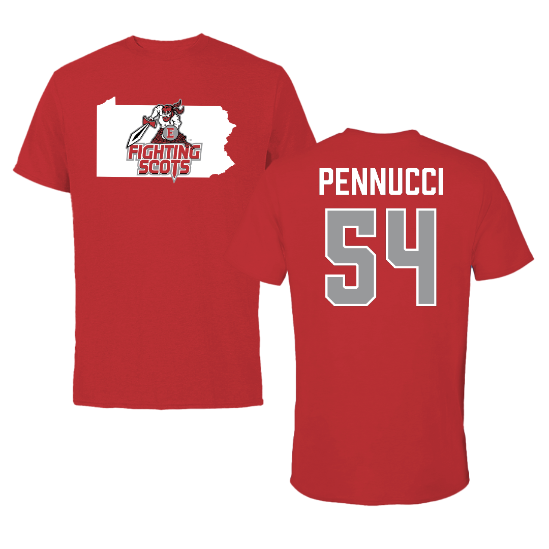 PennWest Edinboro Football Red State Tee - #54 Nick Pennucci