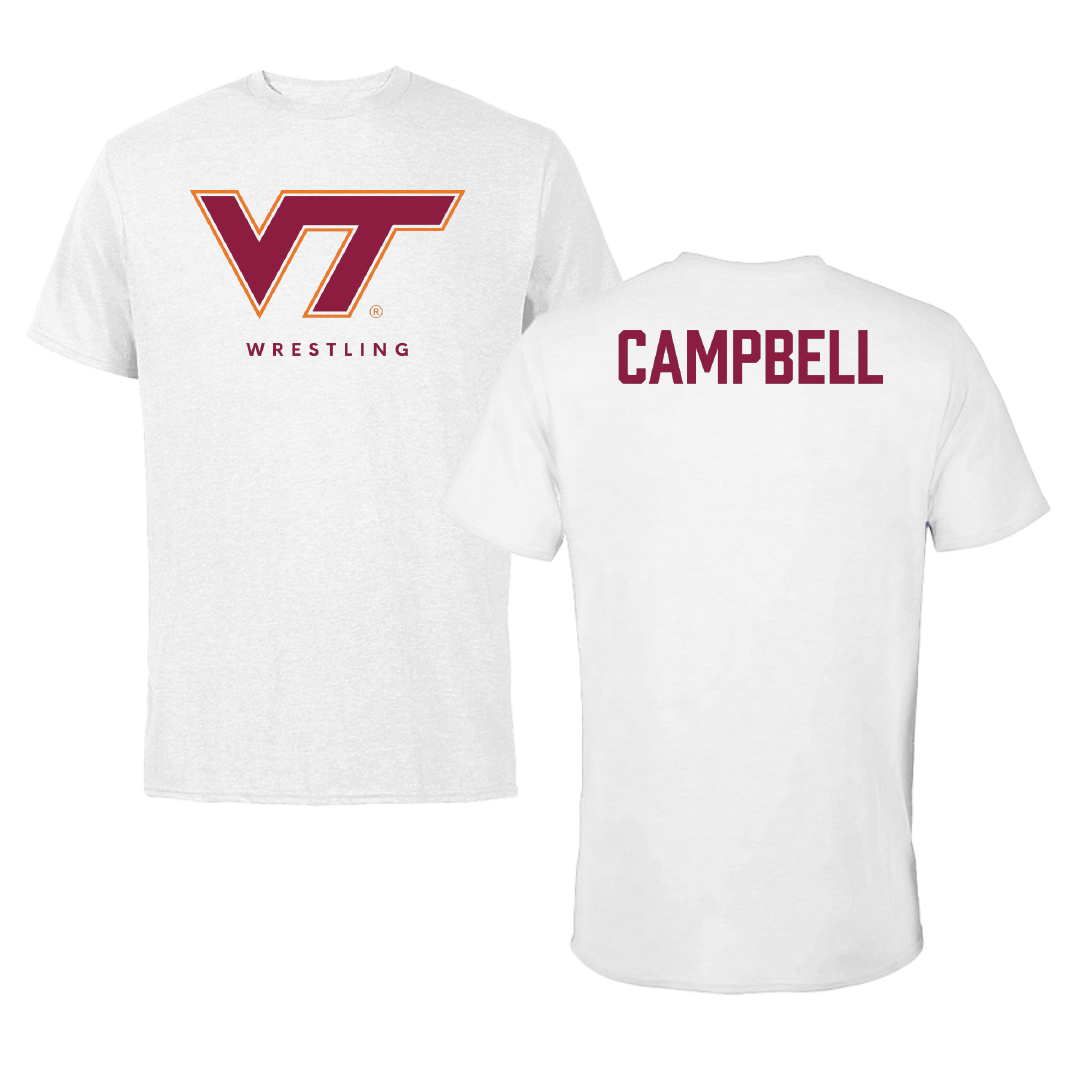 Virginia Tech Wrestling White Performance Tee - Dillon Campbell