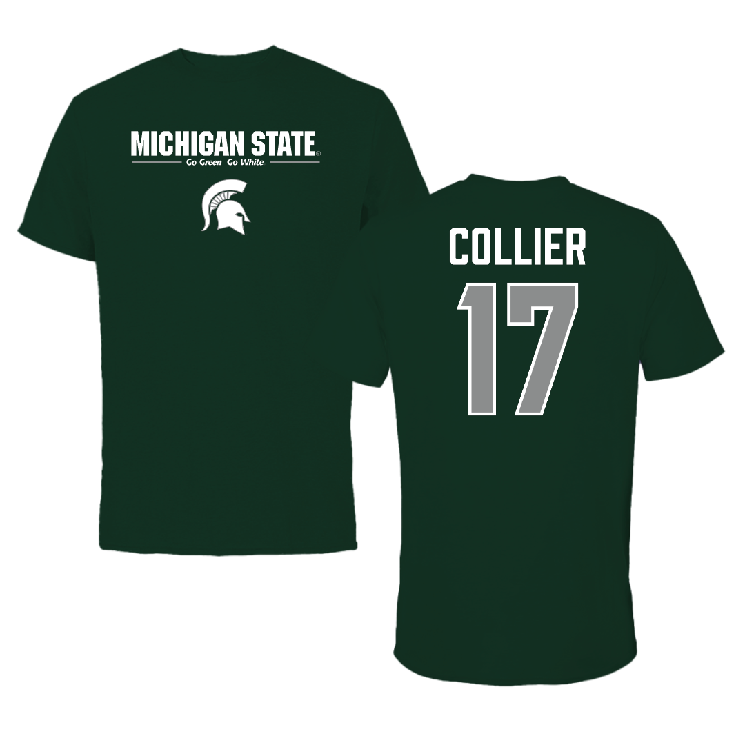 Michigan State University Football Forest Green General Tee - #17 Braylon Collier