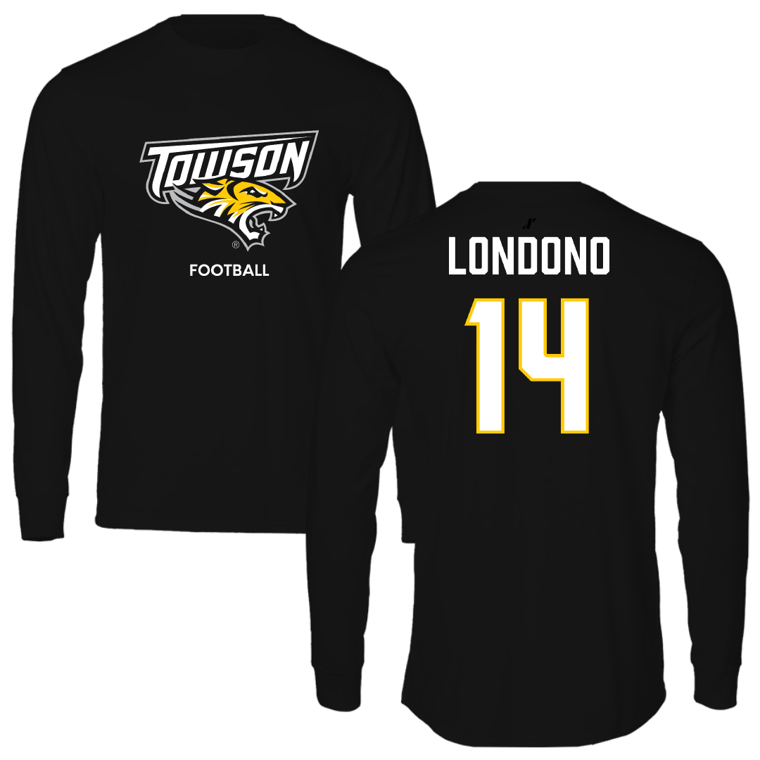Towson University Football Black Long Sleeve - #14 Lukkas Londono