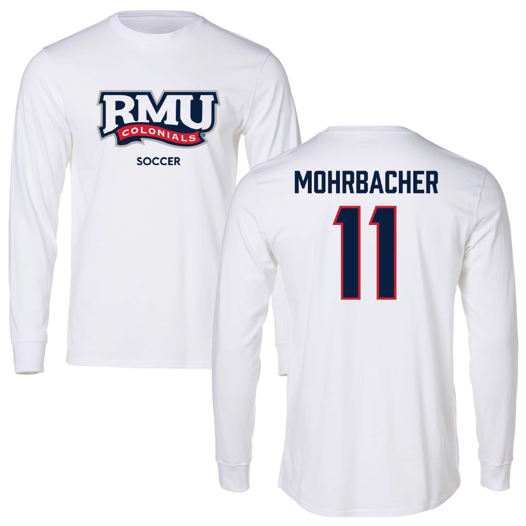 Robert Morris University Soccer (W) White Mascot Long Sleeve - #11 Renae Mohrbacher