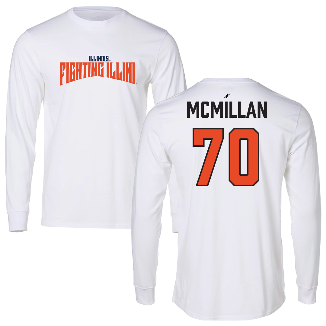 University of Illinois Football White Classic Long Sleeve - #70 Tyler McMillan