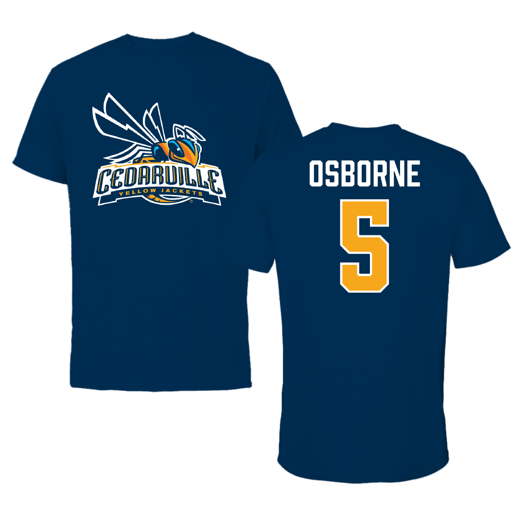 Cedarville University Basketball (M) Navy Performance Tee - #5 Gavin Osborne
