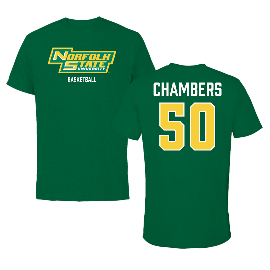 Norfolk State University Basketball (M) Green Performance Tee - #50 Nyzaiah Chambers