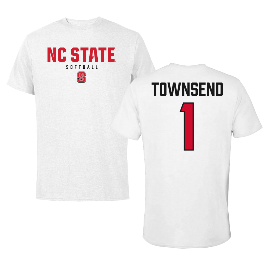 North Carolina State University Softball White Tee - #1 Maia Townsend