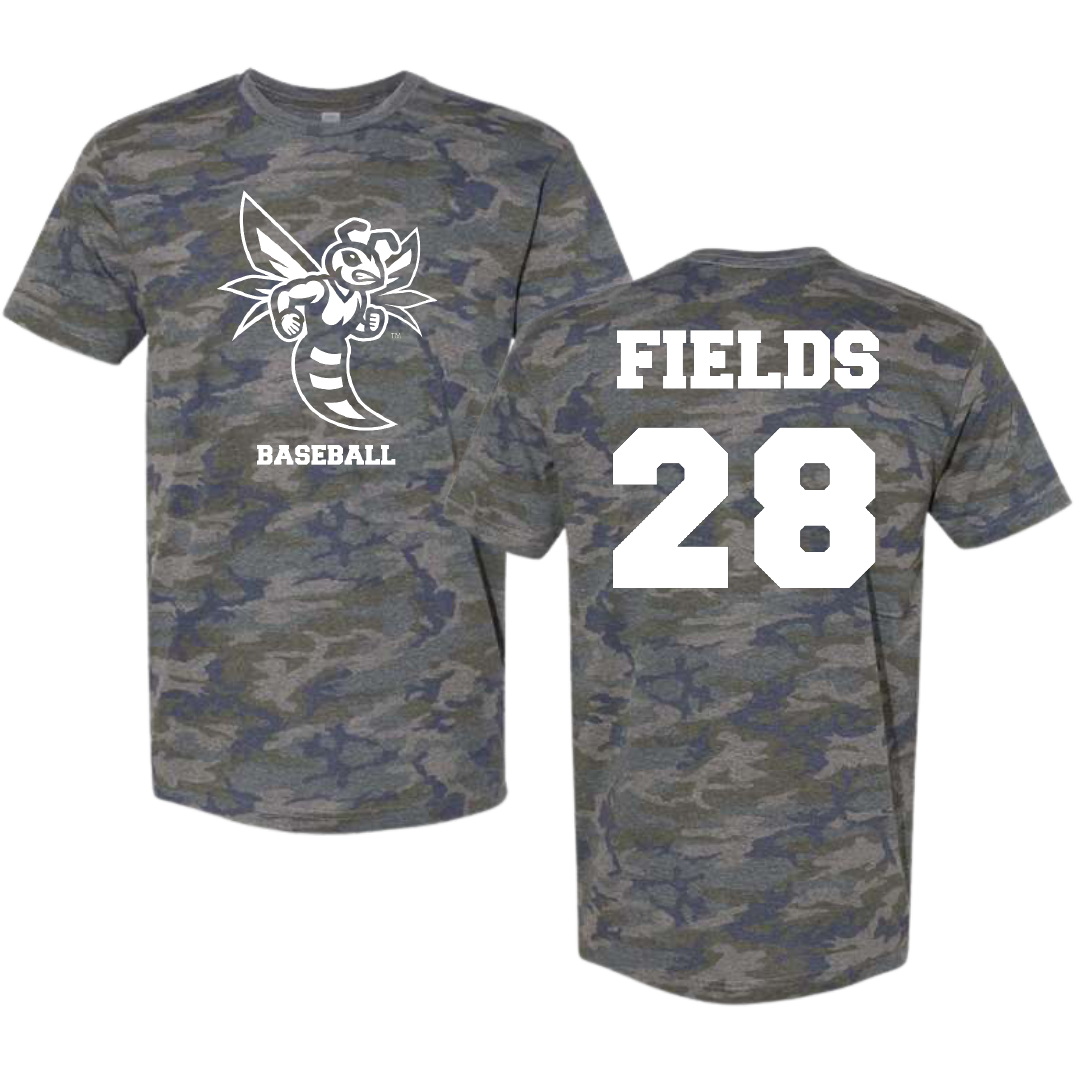 Emory & Henry College Baseball Vintage Camo Tee - #28 Brett Fields