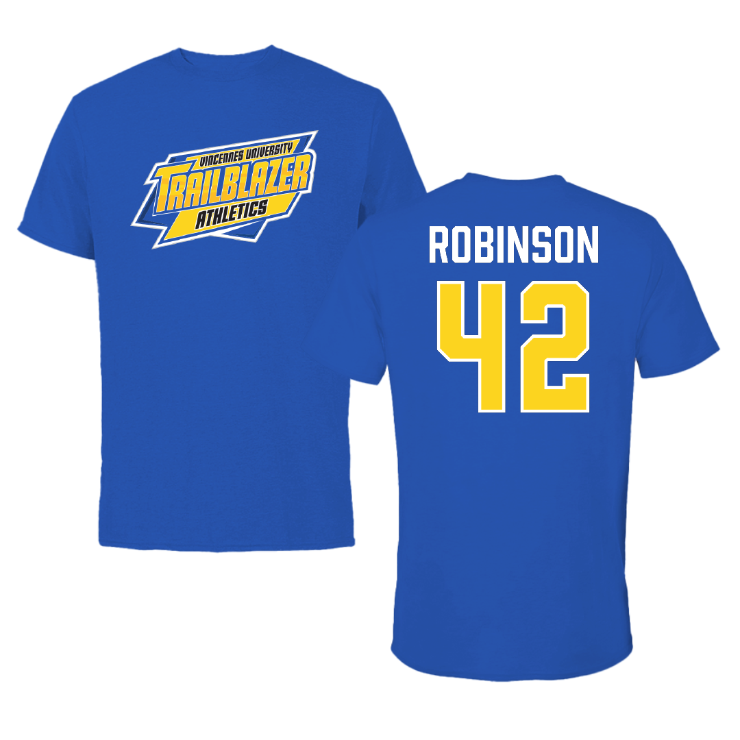 Vincennes University Baseball Blue Tee - #42 Ryan Robinson