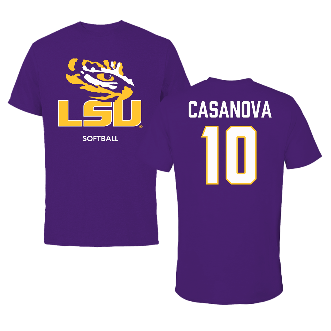 Louisiana State University Softball Purple Tee - #10 Emilee Casanova