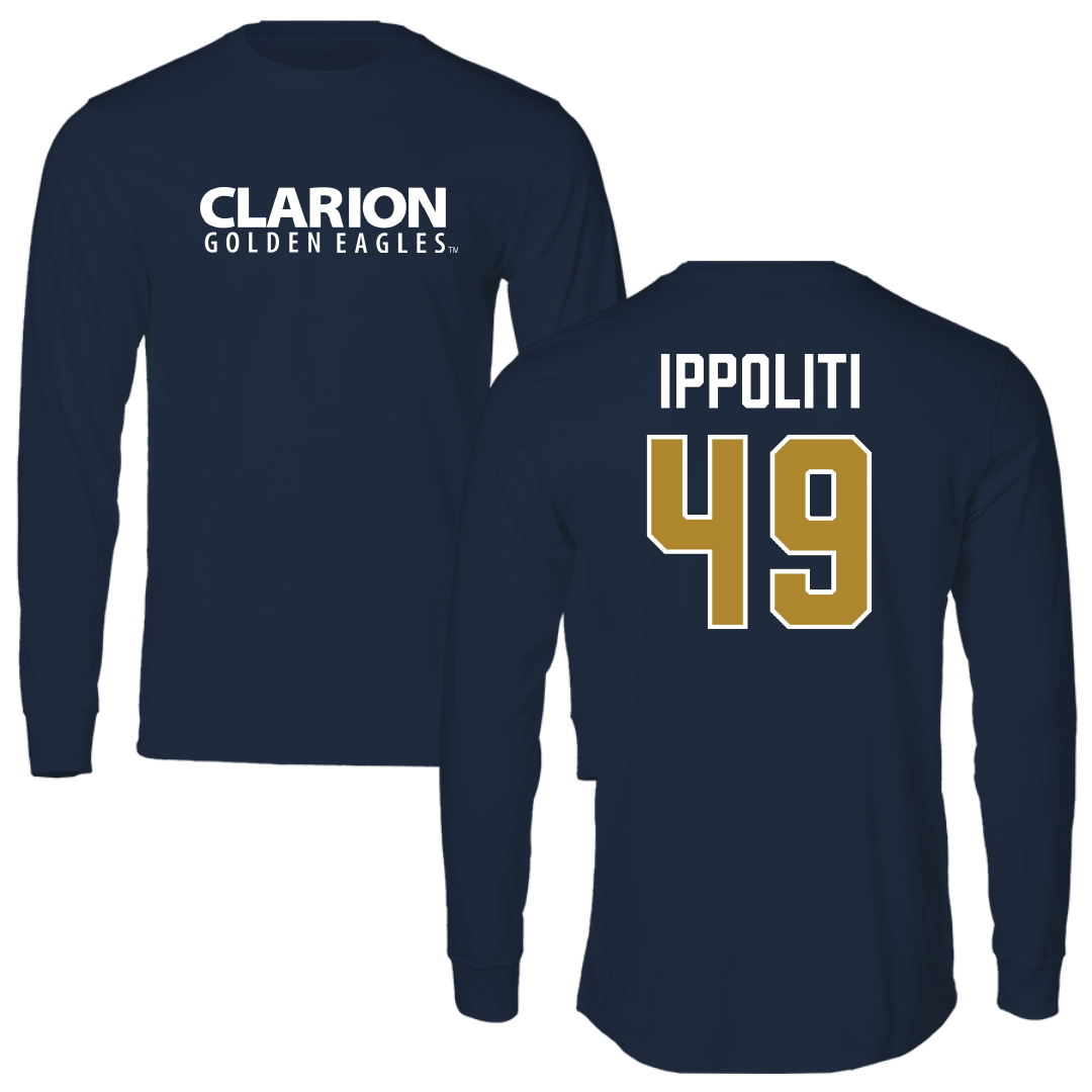 PennWest Clarion Football Navy Long Sleeve - #49 Michael Ippoliti