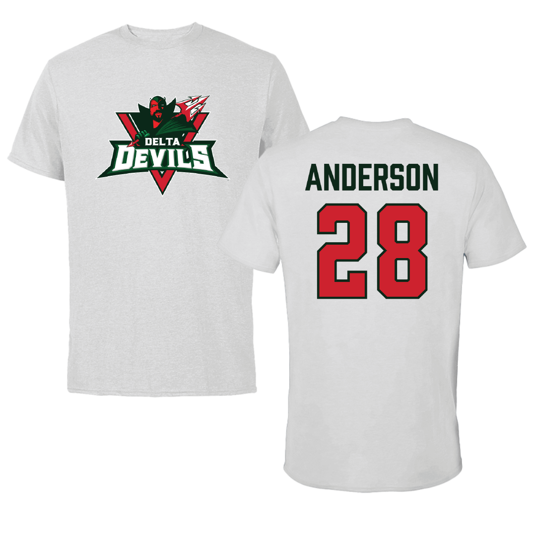 Mississippi Valley State University Football Light Gray Tee - #28 Jordan Anderson