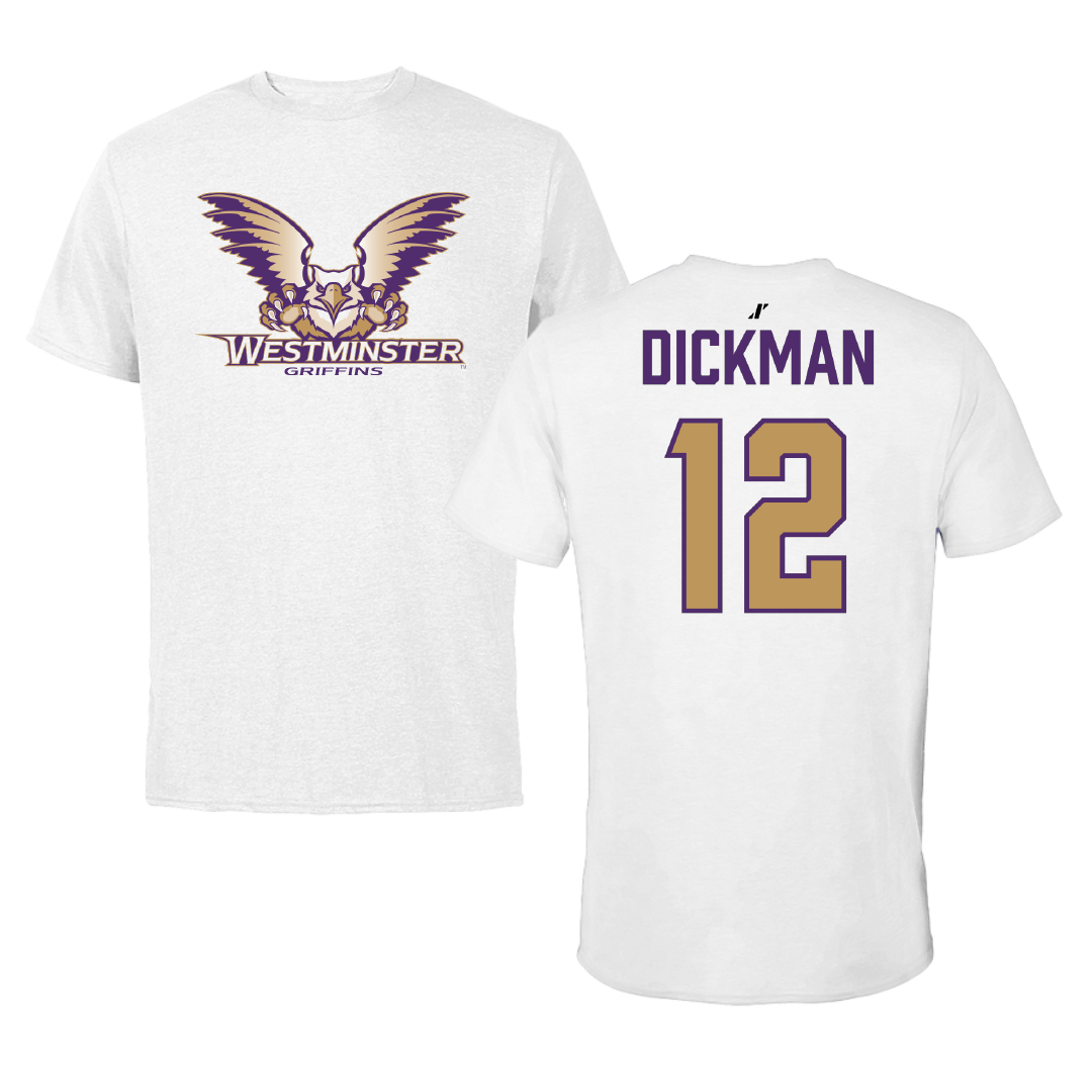Westminster University (Utah) Lacrosse White Tee - #12 Sam Dickman
