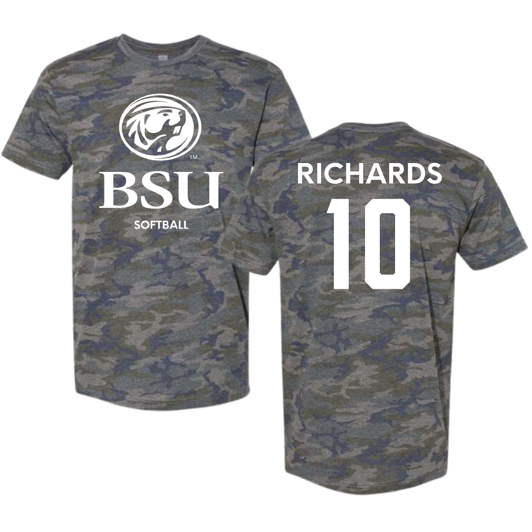 Bemidji State University Softball Vintage Camo Tee - #10 Calleigh Richards