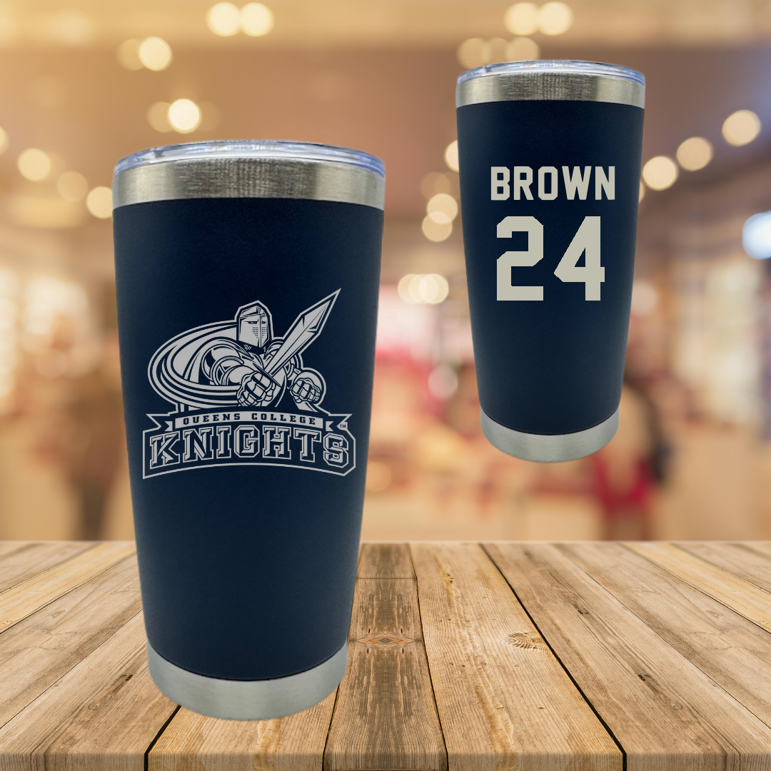 Queens College (New York) Soccer (M) Navy Stainless Steel Tumbler - #24 Bradyn Brown