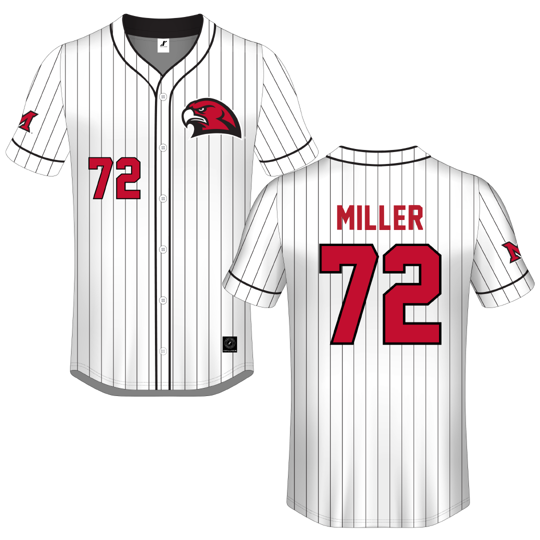 Miami University (Ohio) White Pinstripe Button-Down Jersey - #72 Lindsey Miller