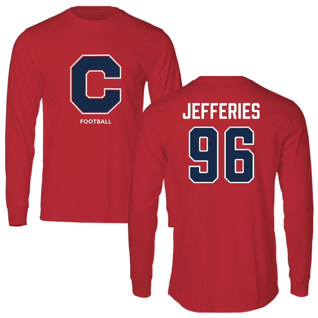 Catawba College Football Red Performance Long Sleeve - #96 Jamarion Jefferies