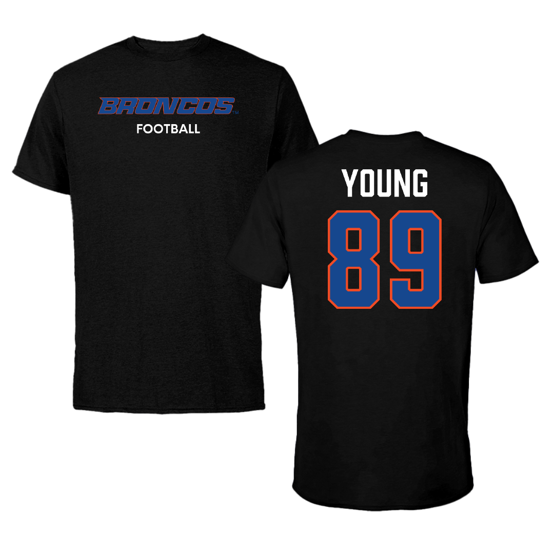 Boise State University Football Black Performance Tee - #89 Kobe Young