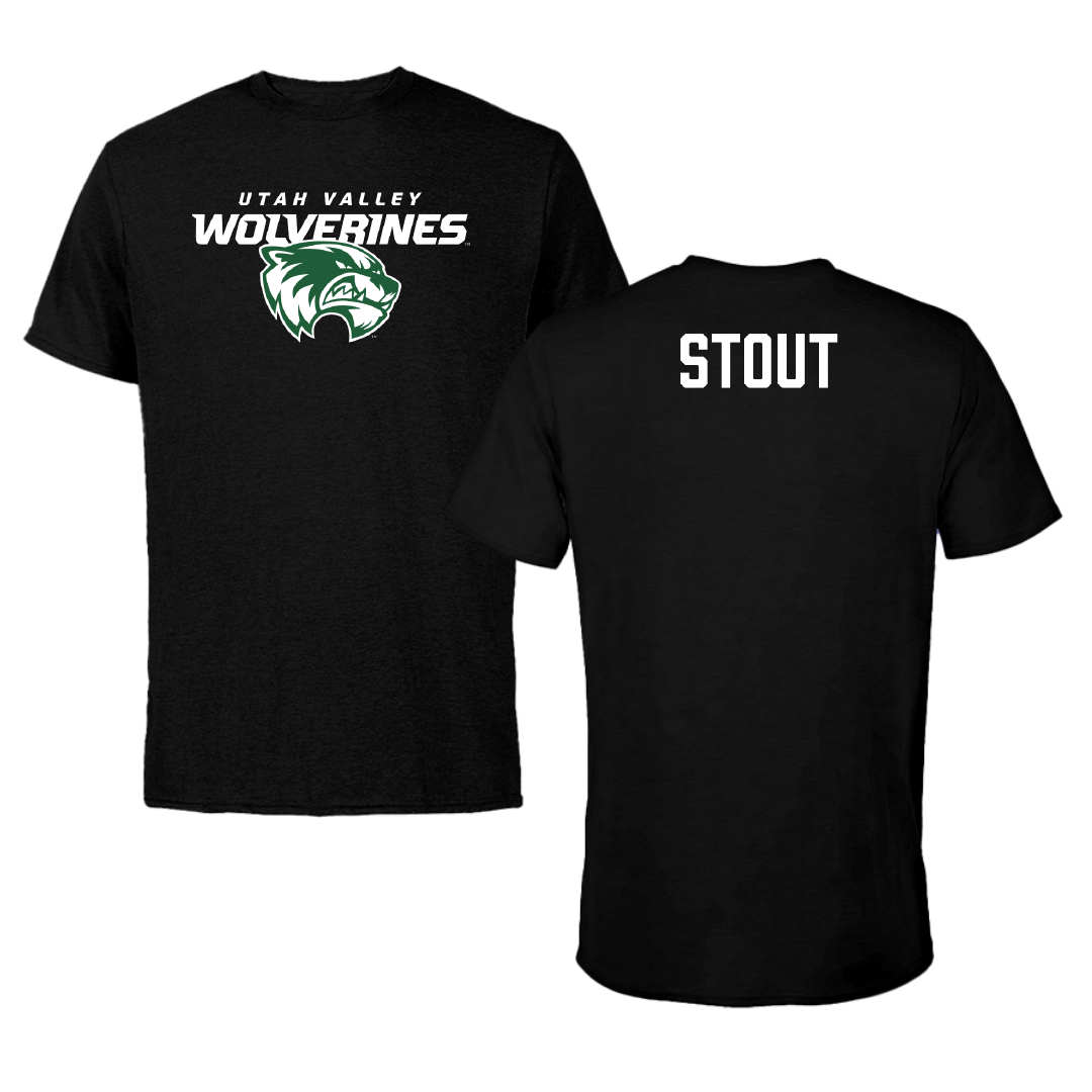 Utah Valley University TF and XC Black Wolverines Performance Tee - Eme Stout