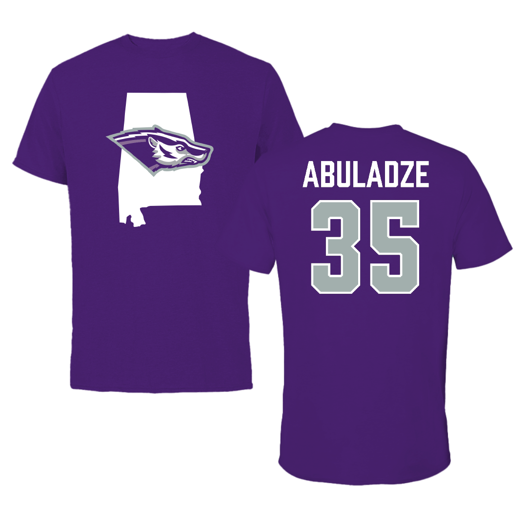 Spring Hill College Basketball (M) Purple State Tee - #35 Nikoloz Abuladze