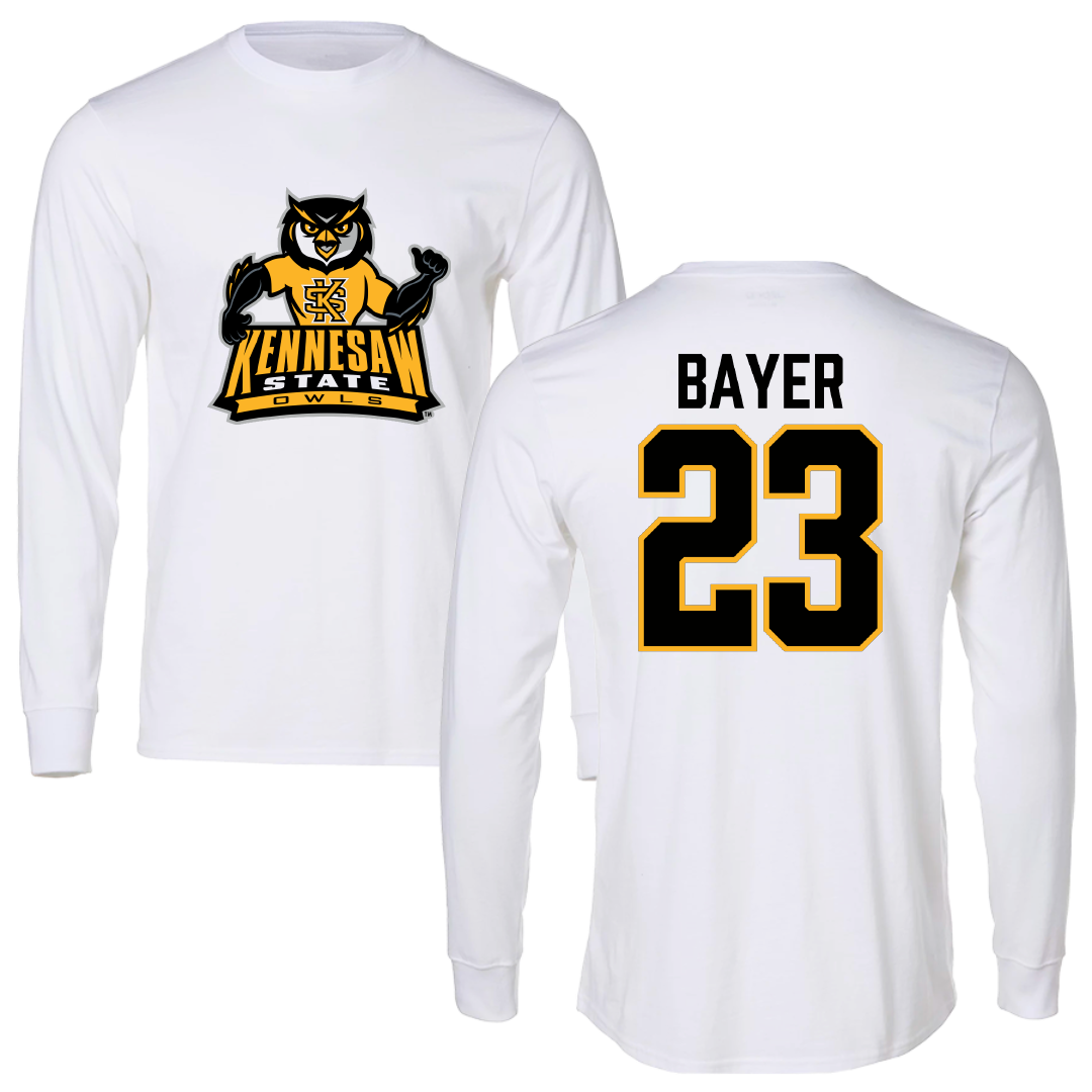 Kennesaw State University Baseball White Performance Long Sleeve - #23 Ty Bayer
