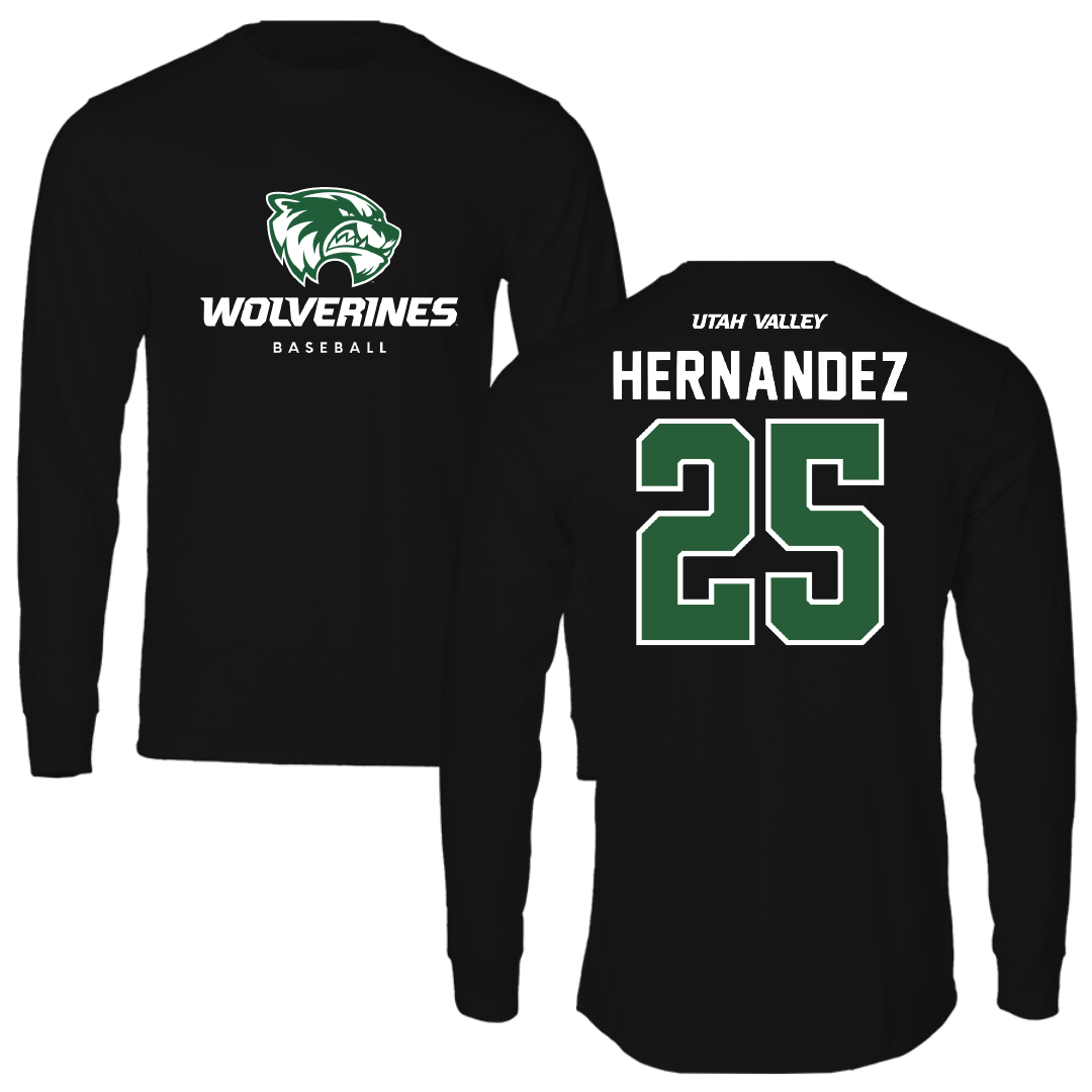 Utah Valley University Baseball Black Performance Long Sleeve - #25 Ray Hernandez