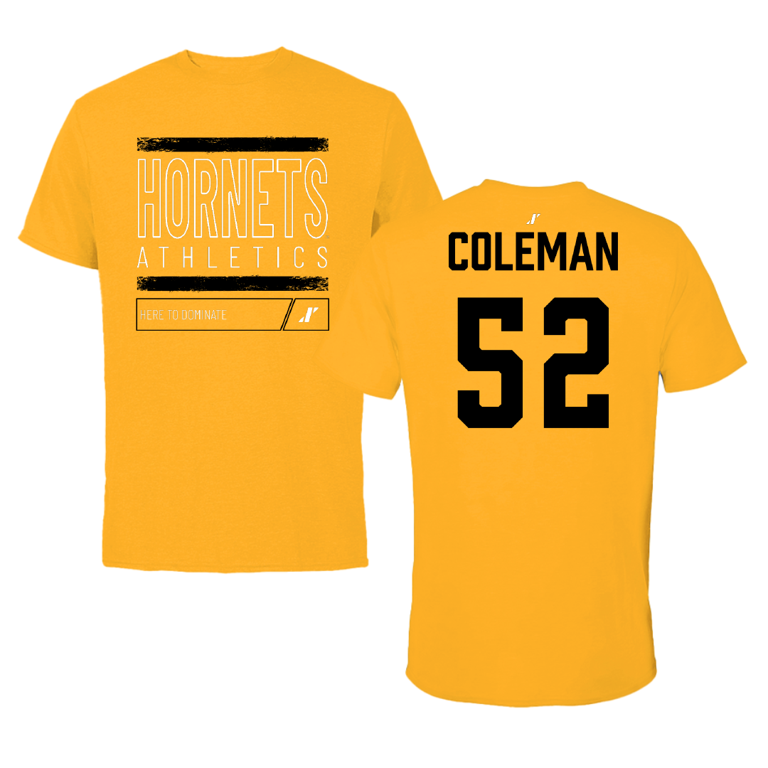 Alabama State University Football Gold Dominate Tee - #52 Camden Coleman