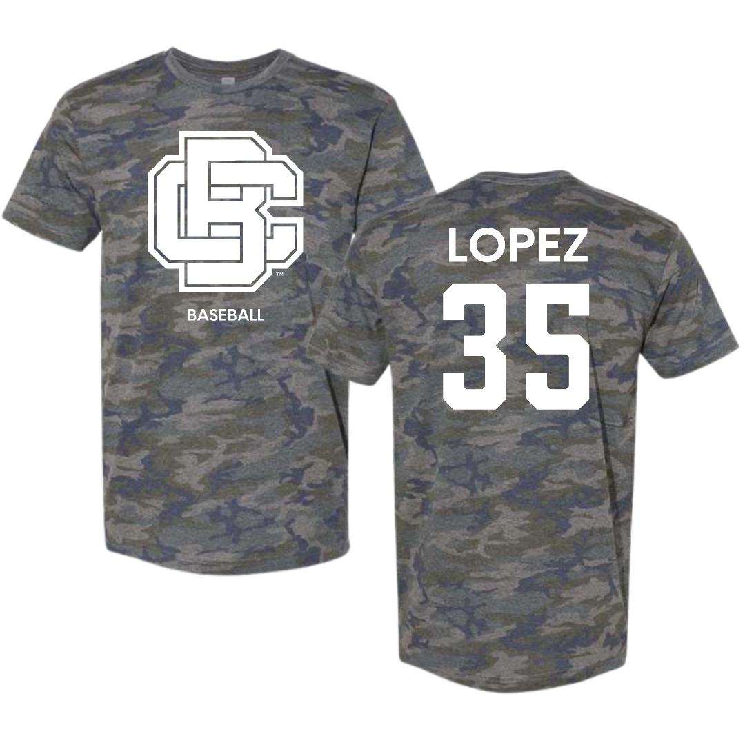 Bethune-Cookman University Baseball Vintage Camo Tee - #35 Angel Lopez