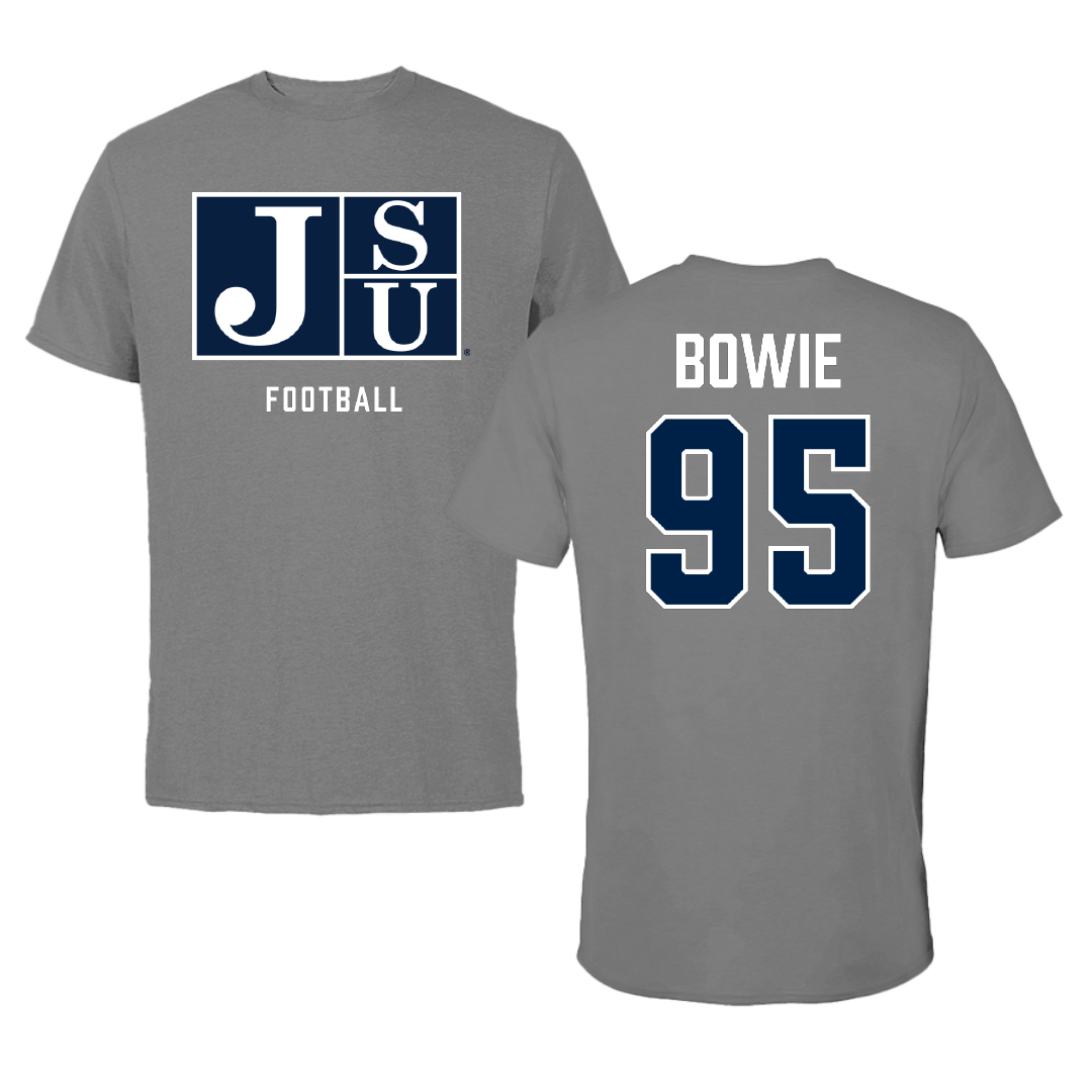 Jackson State University Football Gray Tee - #95 Kazarius Bowie