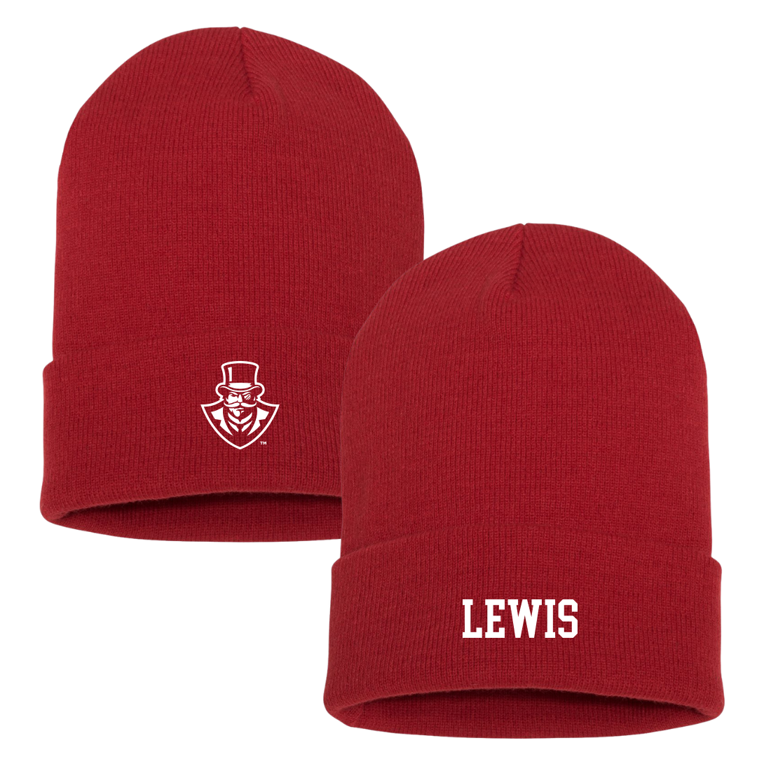 Austin Peay State University Football Red Beanie - #68 Nate Lewis