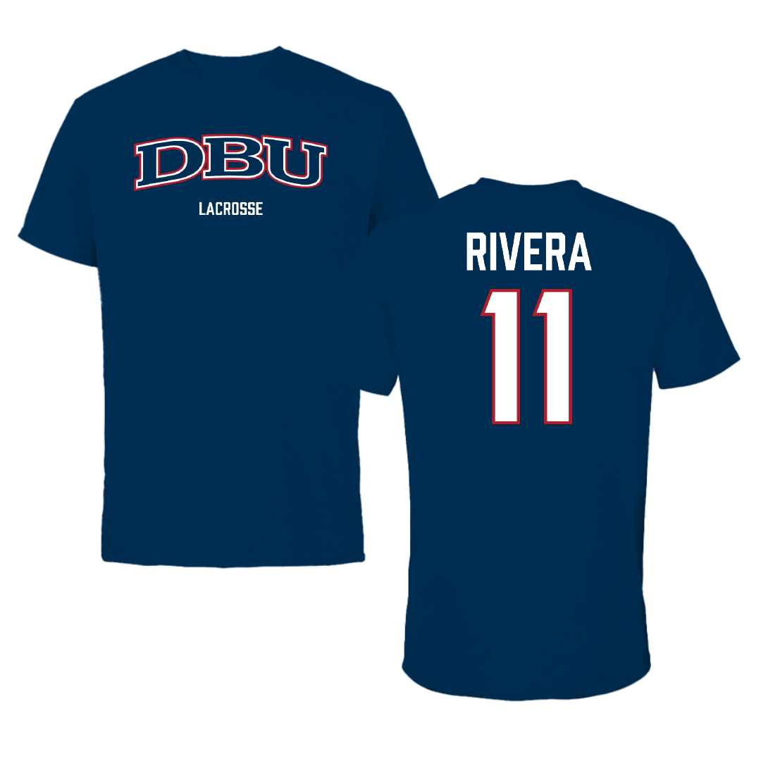 Dallas Baptist University Lacrosse (M) Navy Performance Tee - #11 Frankie Rivera
