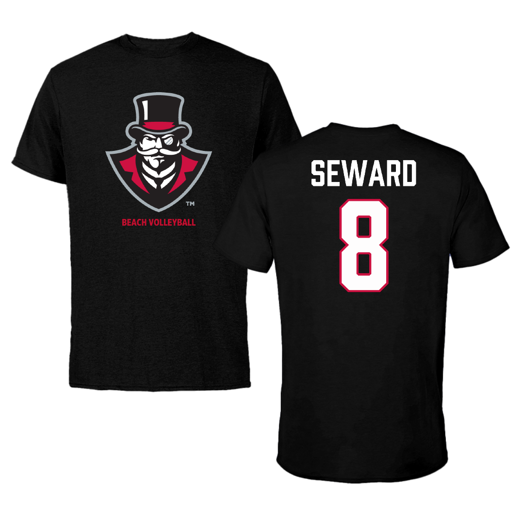 Austin Peay State University Beach Volleyball Black Tee - #8 Jamie Seward