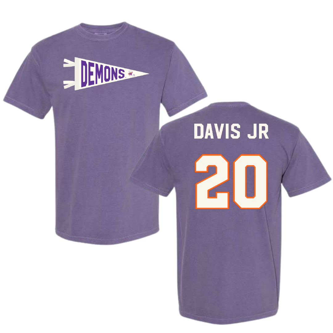 Northwestern State University Football Purple Pennant Comfort Colors Tee - #20 Kevin Davis Jr