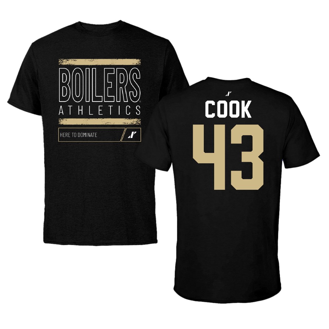 Purdue University Baseball Black Dominate Performance Tee - #43 Avery Cook