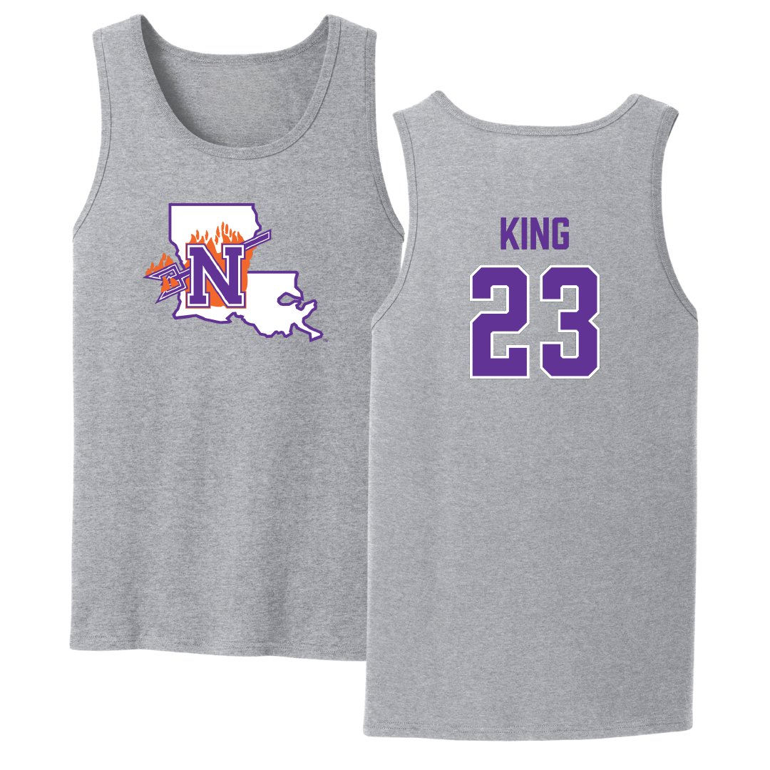 Northwestern State University Football Sport Gray Tank Top - #23 Jackson King