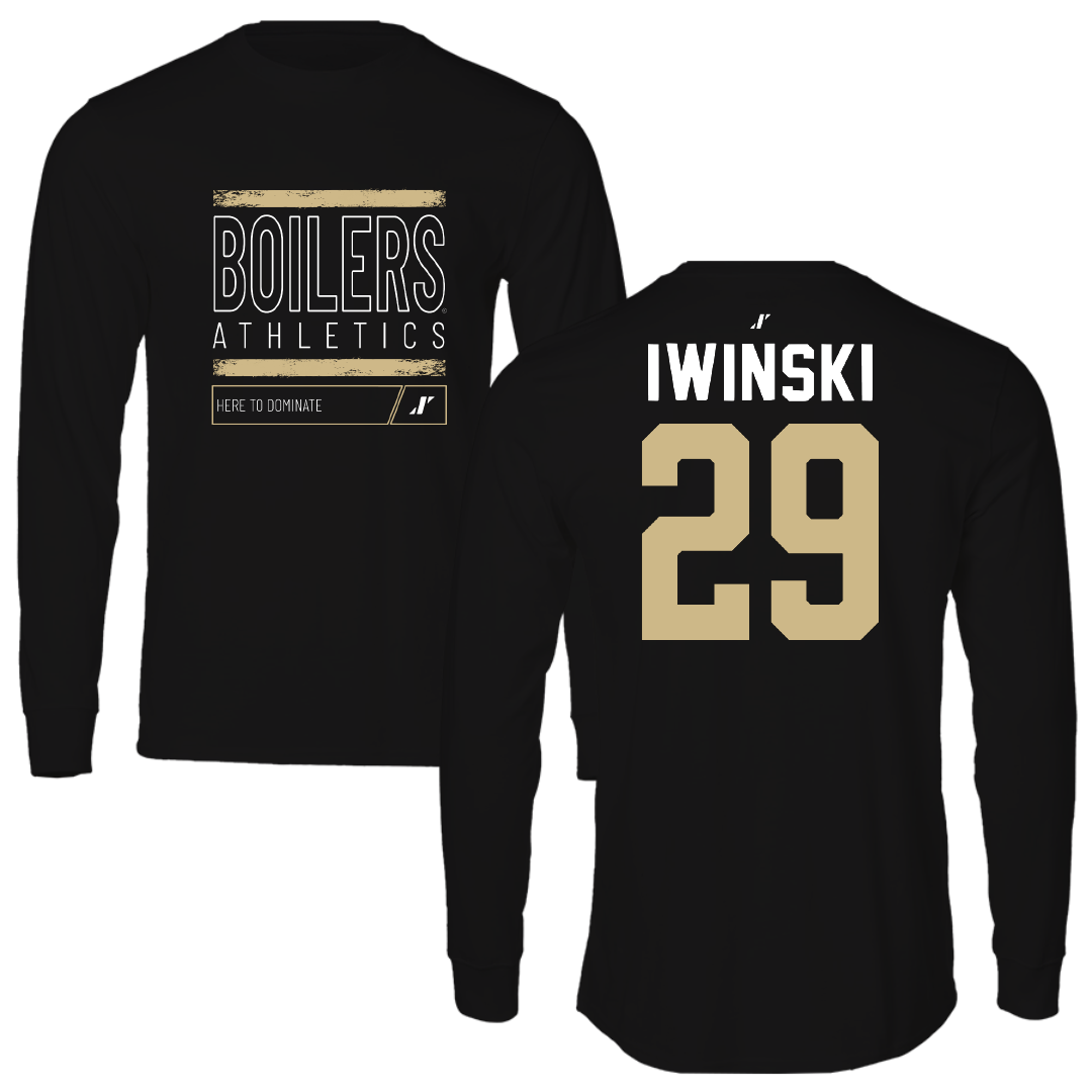 Purdue University Baseball Black Dominate Performance Long Sleeve - #29 Kyle Iwinski