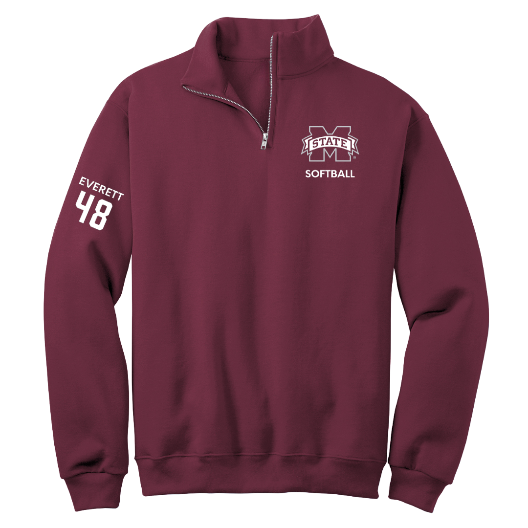 Mississippi State University Softball Maroon Quarter-Zip - #48 Delainey Everett