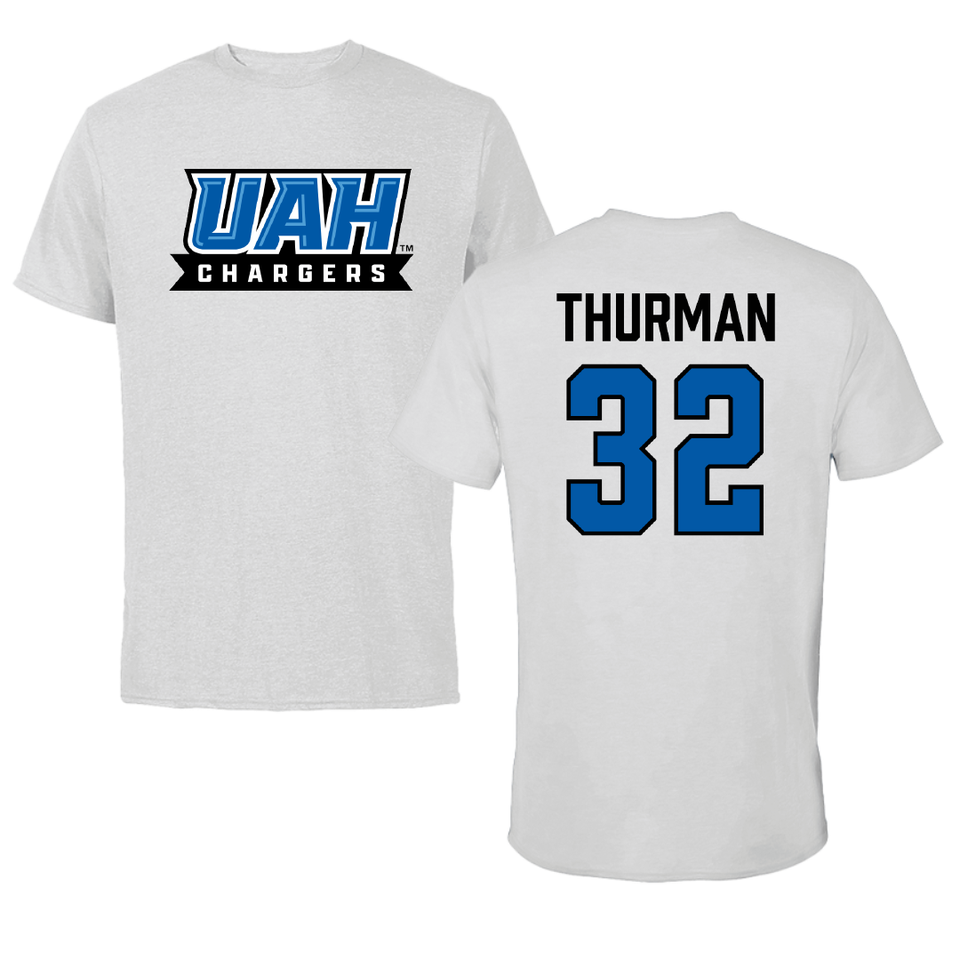 Huntsville Basketball (M) Light Gray Performance Tee - #32 Matt Thurman