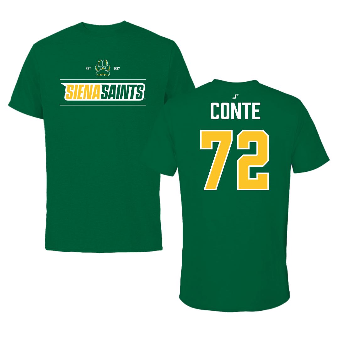 Siena University Baseball Green General Performance Tee - #72 Gio Conte