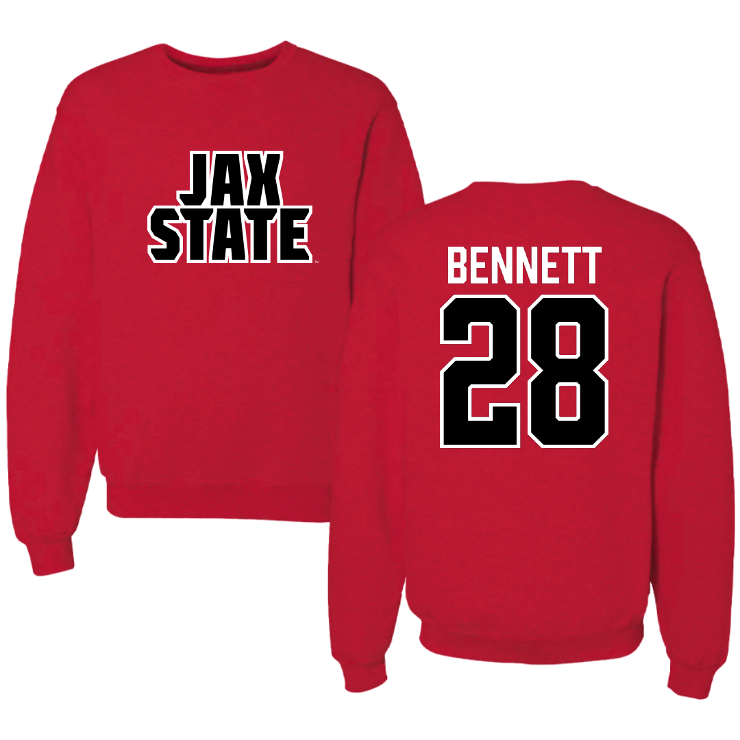 Jacksonville State University Football Red Crewneck - #28 Reggion Bennett