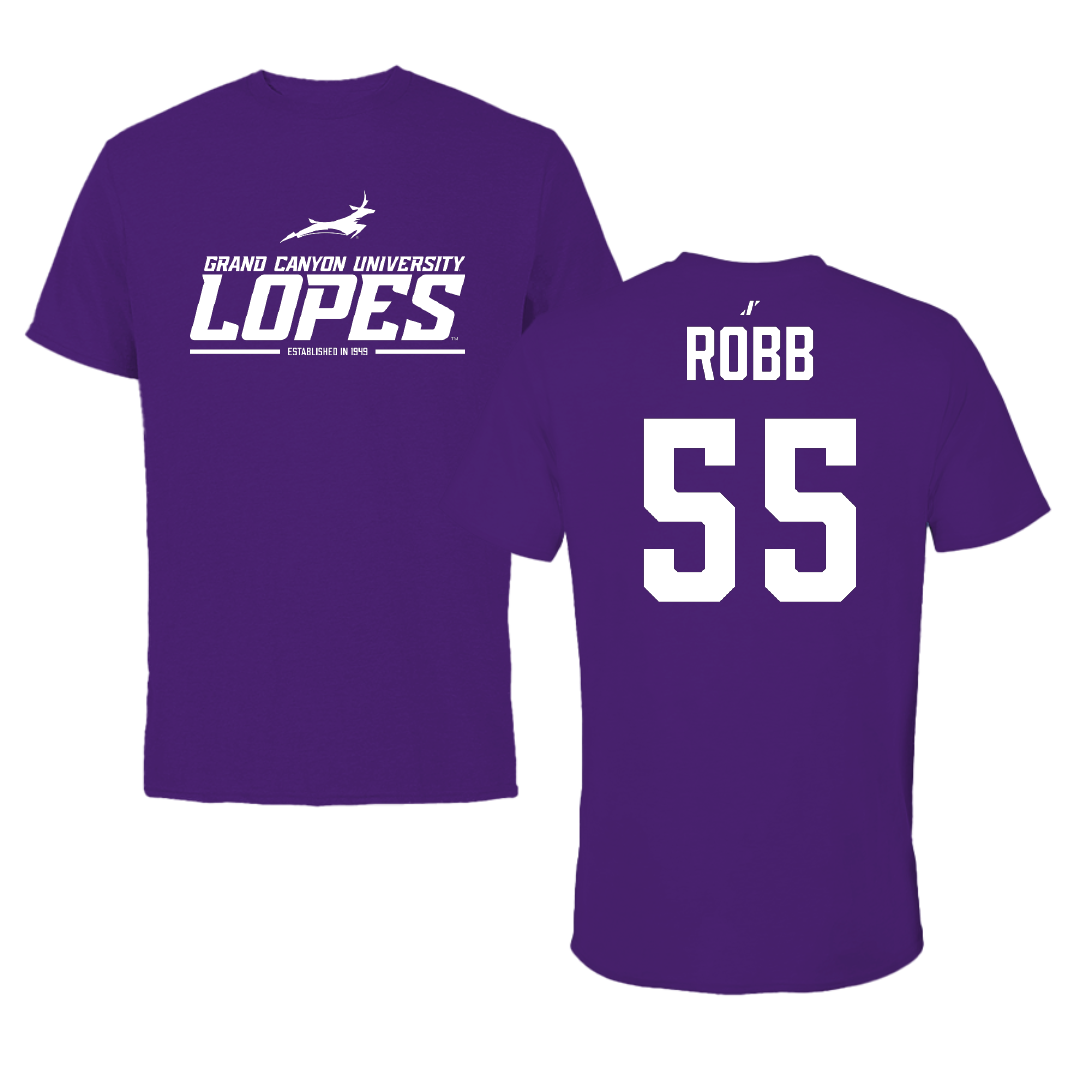 Grand Canyon University Baseball Purple General Tee - #55 Nicholas Robb