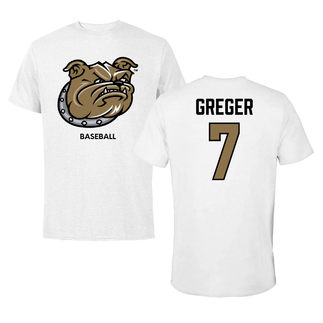 Bryant University Baseball White Tee - #7 Gavin Greger