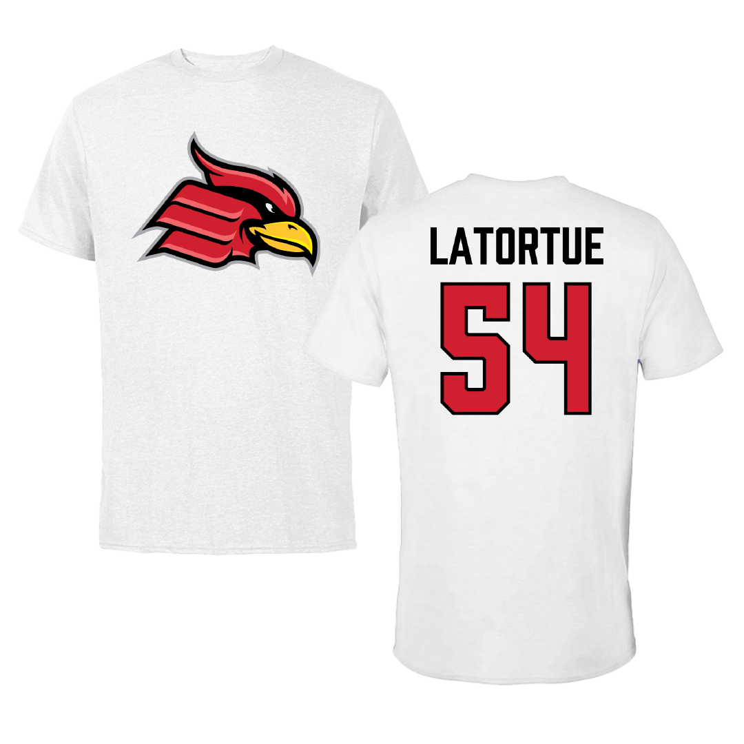 Wheeling University Football White Performance Tee - #54 Ralph Latortue