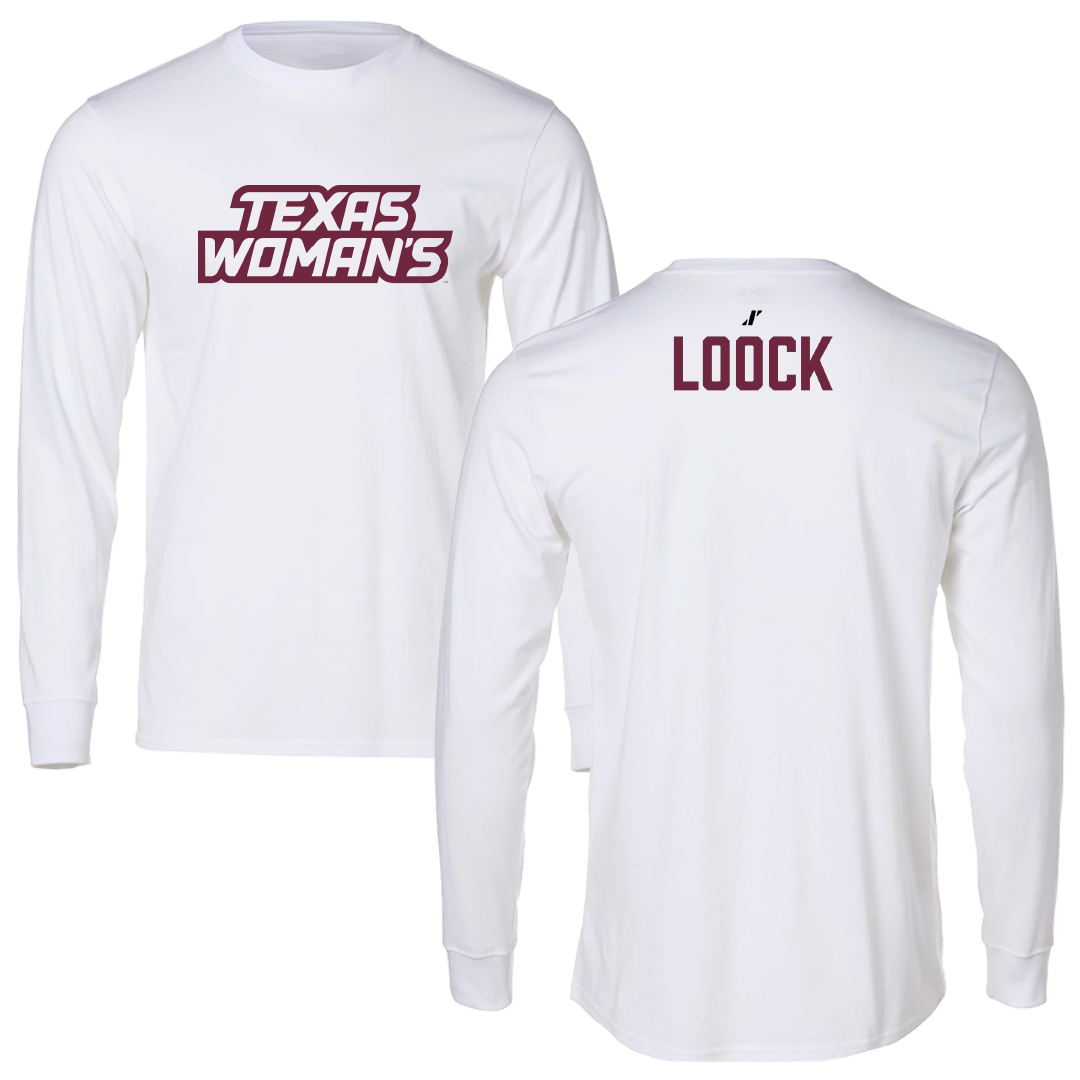 Texas Woman's University Gymnastics (W) White Performance Long Sleeve - Jordan Loock