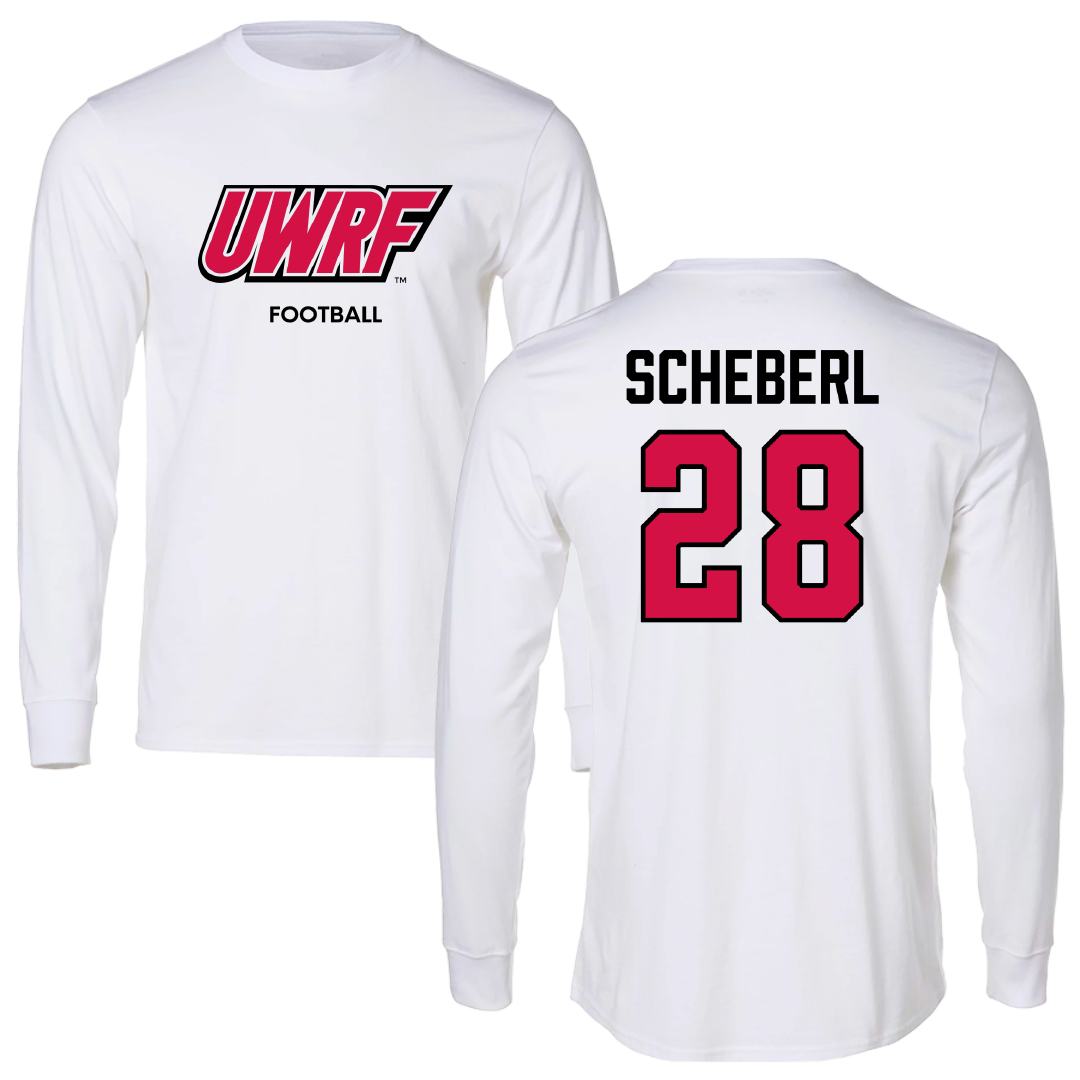 University of Wisconsin-River Falls Football White Performance Long Sleeve - #28 Justin Scheberl