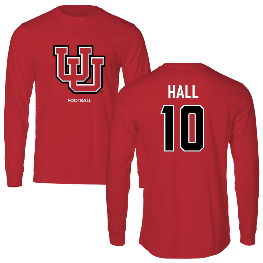 University of Utah Football Red Block Long Sleeve - #10 Johnathan Hall