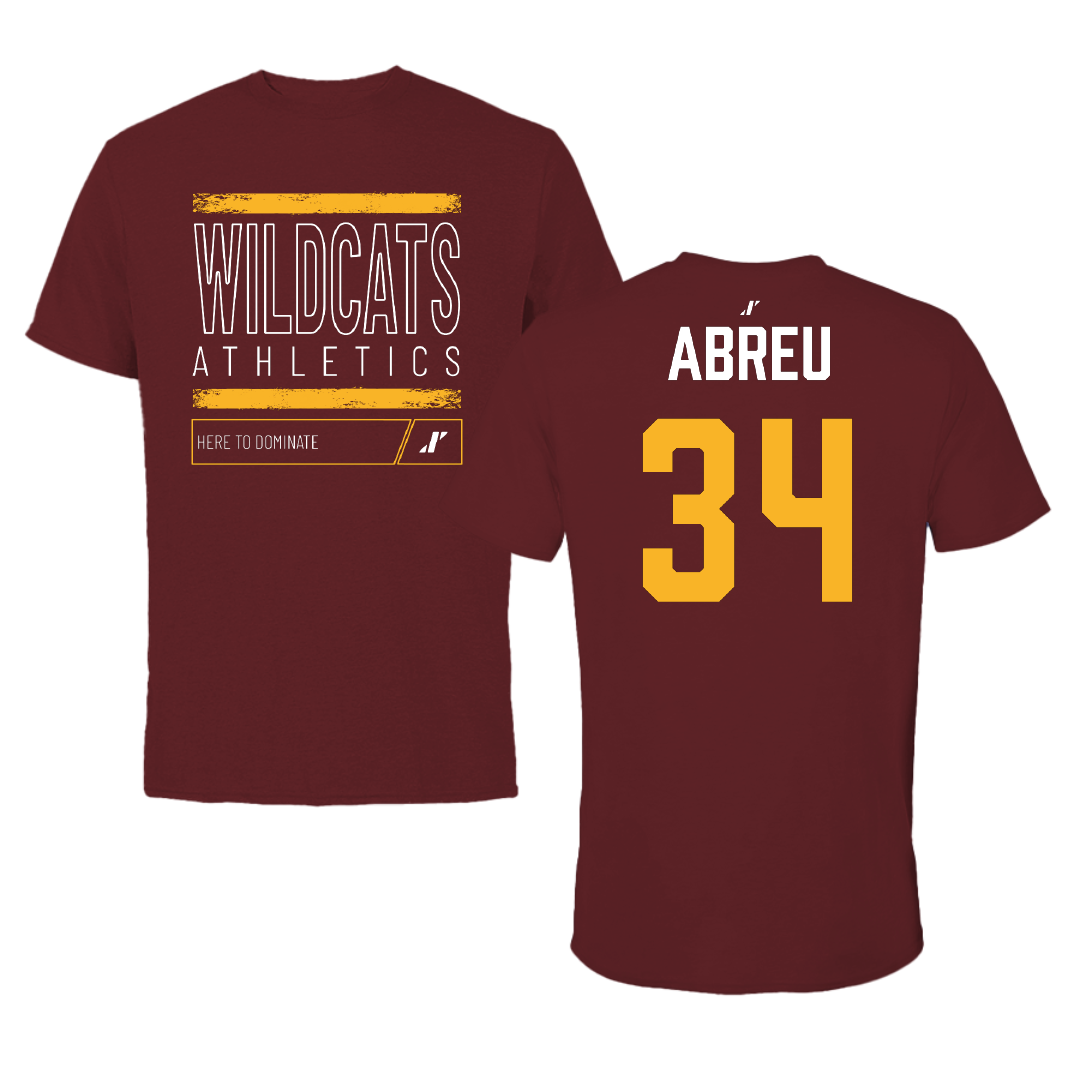 Bethune-Cookman University Baseball Maroon Dominate Performance Tee - #34 Harbersting Abreu