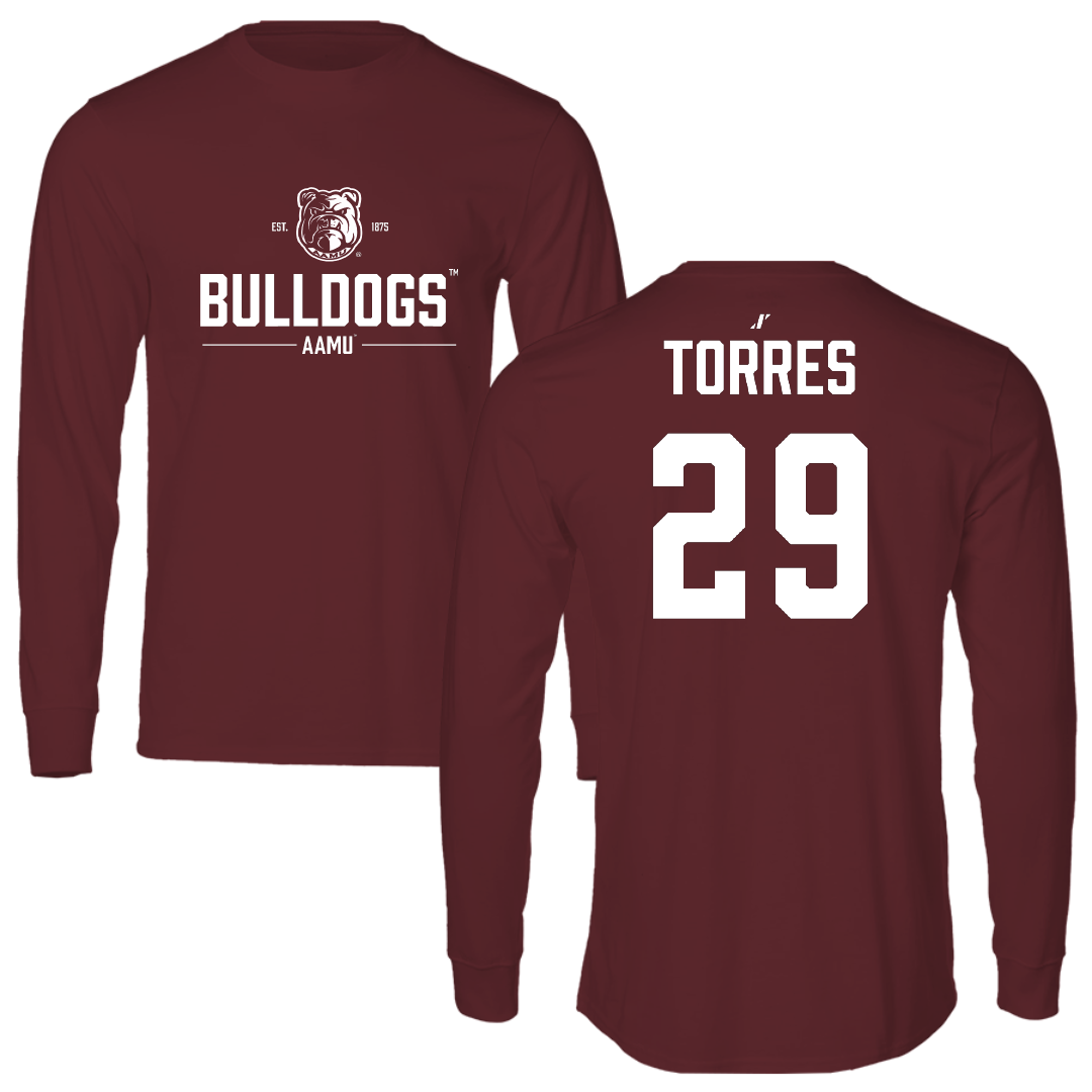 Alabama A&M University Baseball Maroon General Long Sleeve - #29 Antonio Torres