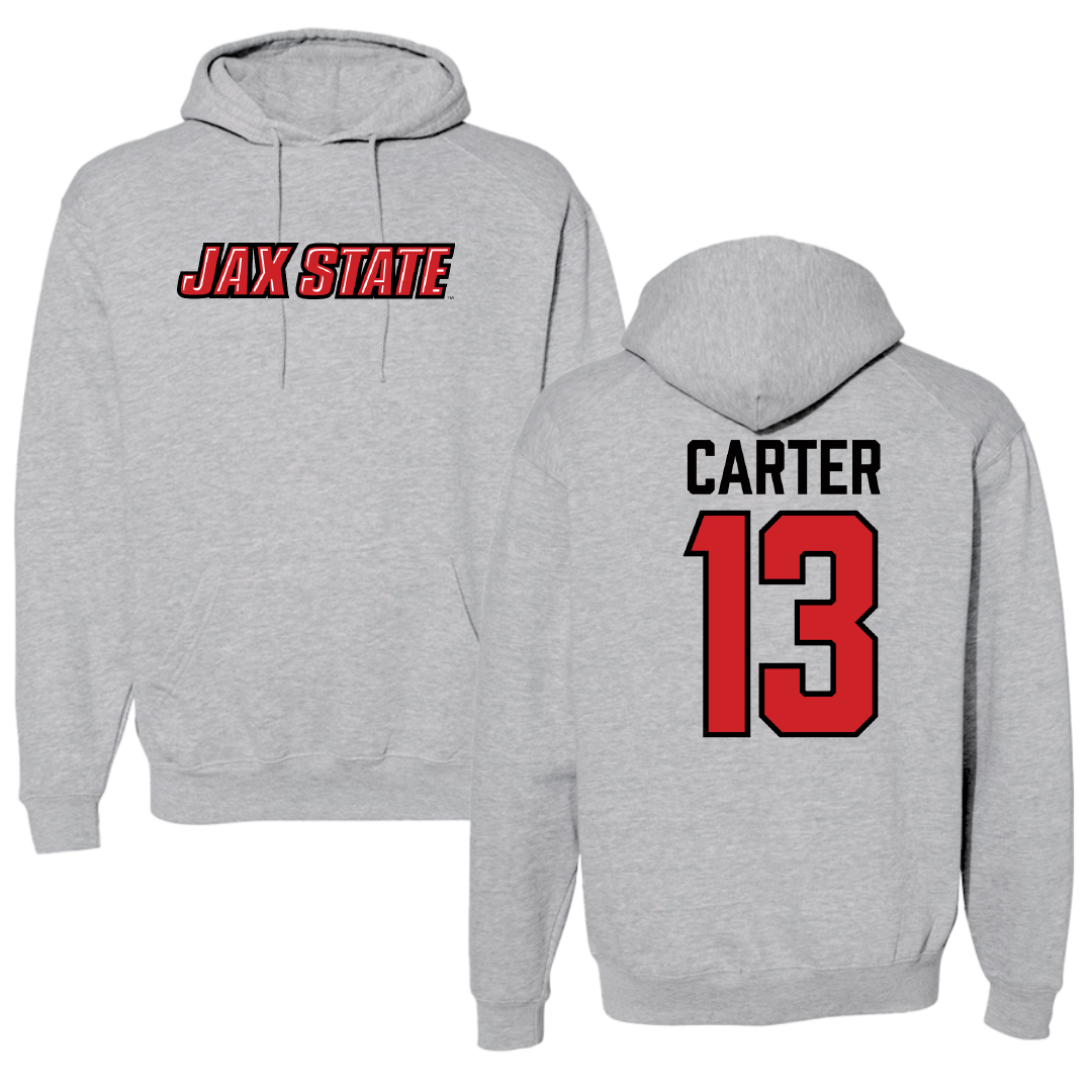 Jacksonville State University Football Sport Gray Hoodie - #13 Derek Carter