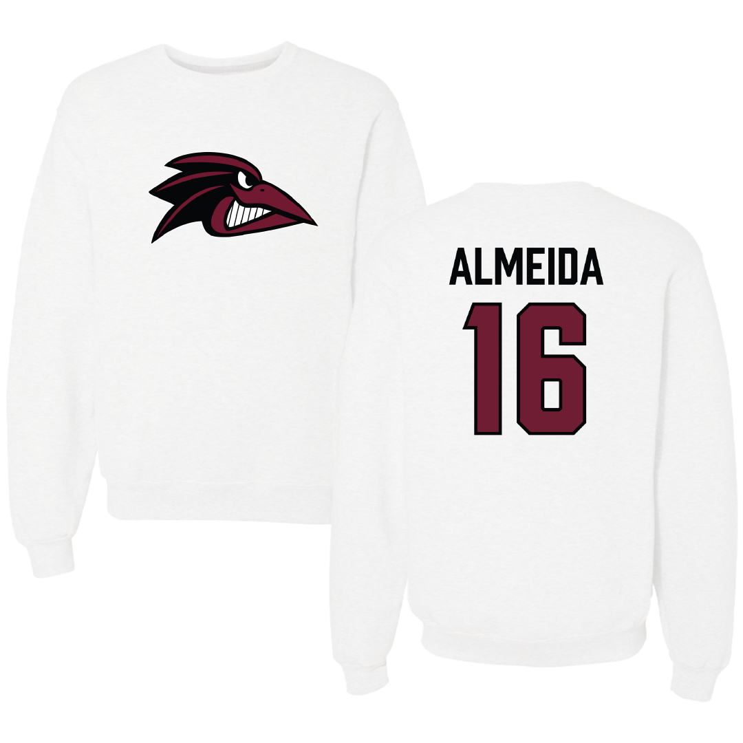 Franklin Pierce University Soccer (M) White Crewneck - #16 Dani Almeida