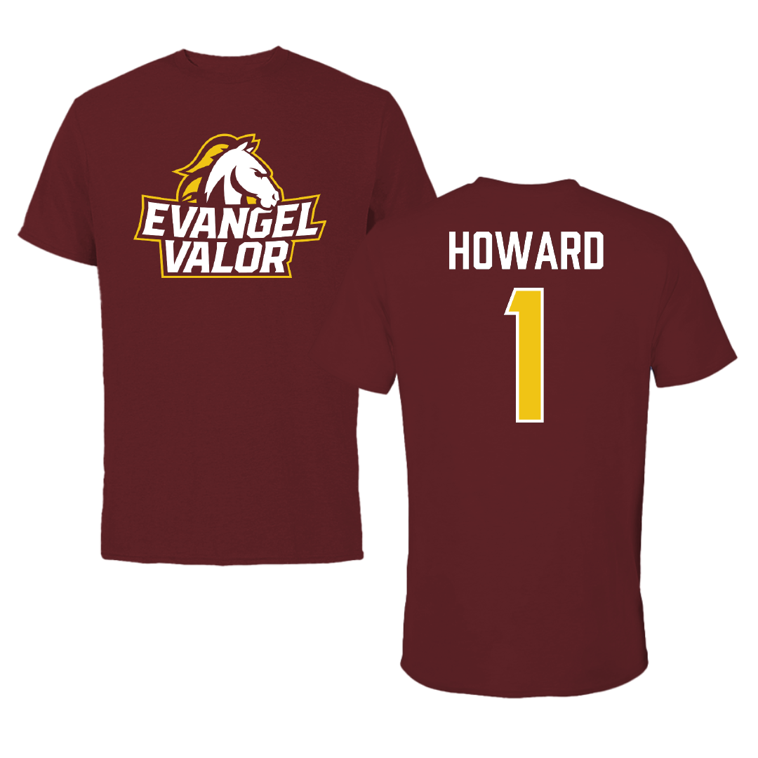 Evangel University Football Maroon Tee - #1 Noel Howard